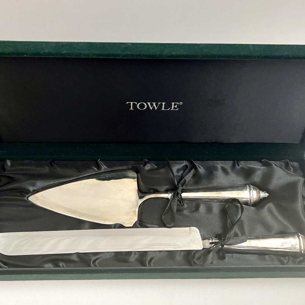 Vintage Towle Copenhagen 2 PC Dessert Serving Set Cake Knife and Server in Box